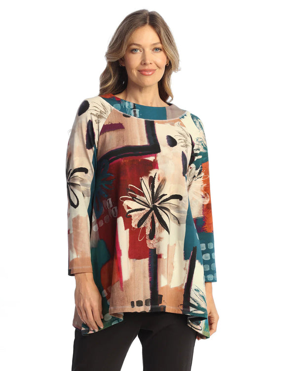 Cotton Spandex Round Neck Raglan Sleeve Tunic - KS6