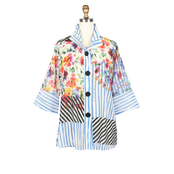 Lightweight Stripe Floral Jacket - 5042