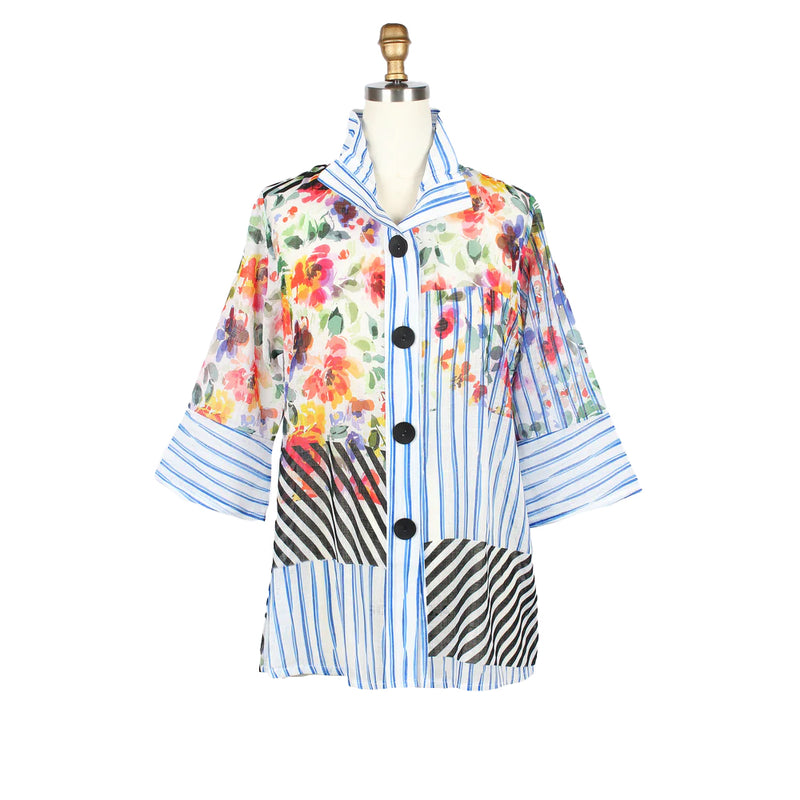 Lightweight Stripe Floral Jacket - 5042