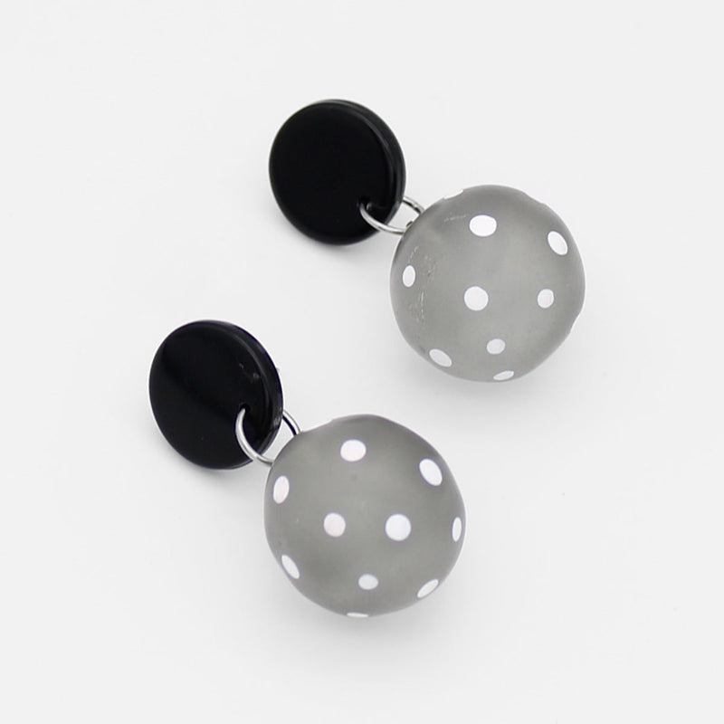 Grey Frosted Polka Dot Reiko Earrings