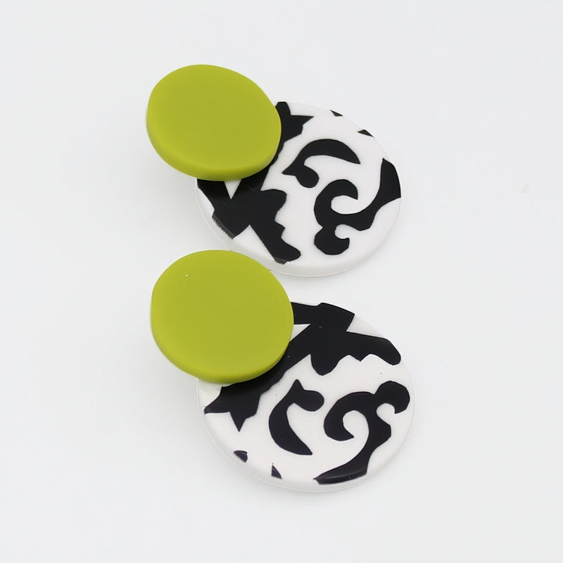 Lime, Black and White Lola Statement Earrings