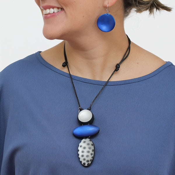 Blue Midori Polka Dot Statement Pendant