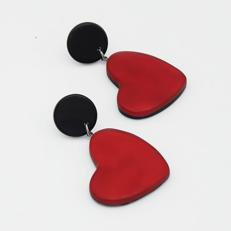 Red Frosted Heartstrings Earring