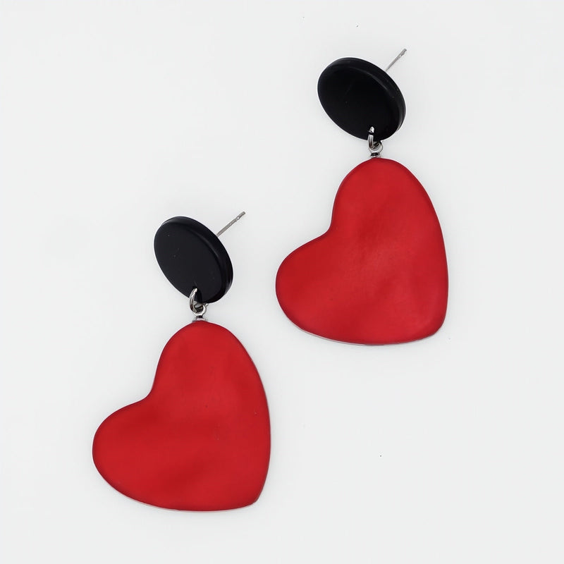 Red Frosted Heartstrings Earring