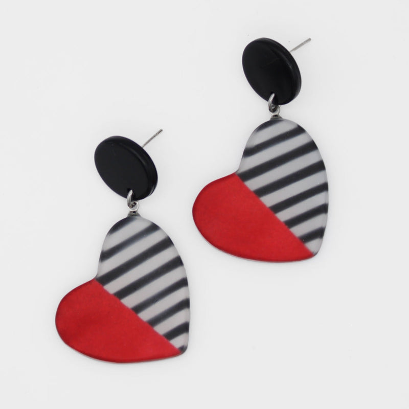 Red Stripe Frosted Heartstrings Earring
