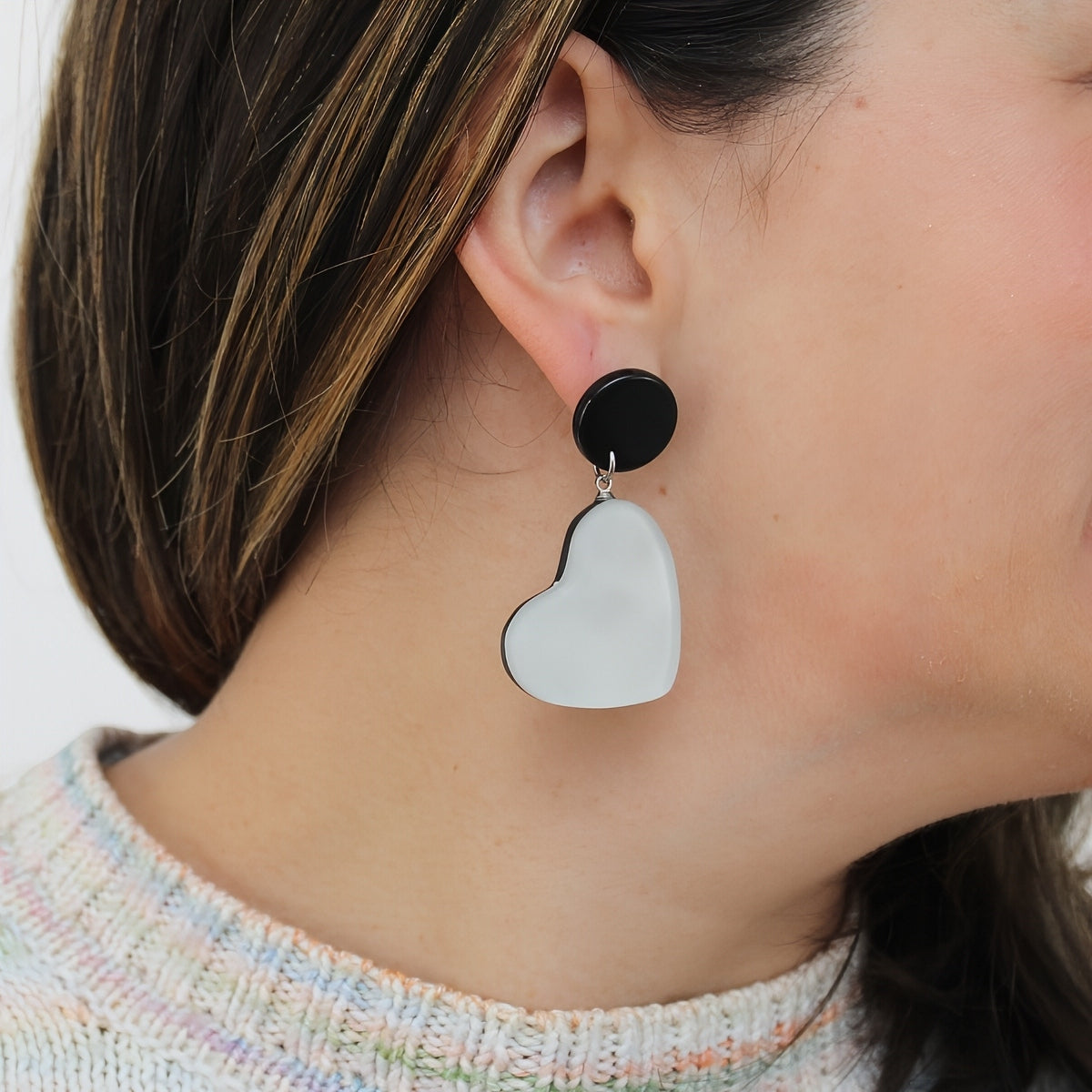 White Frosted Heartstrings Earring – Shop My Fair Lady