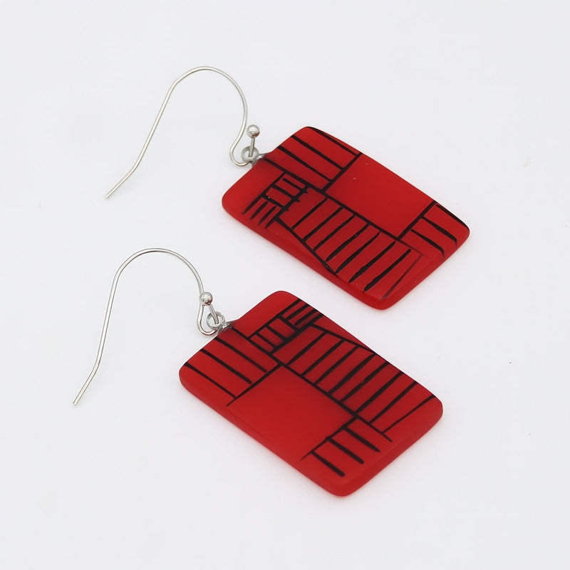Red Geovibe Drop Earring