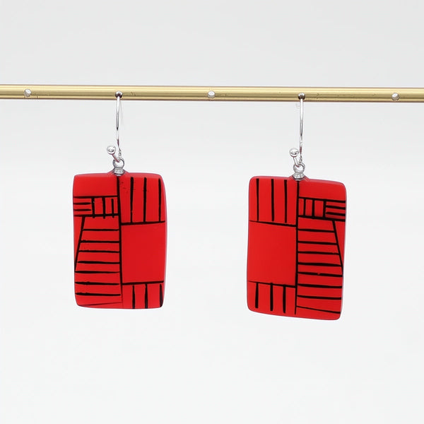 Red Geovibe Drop Earring