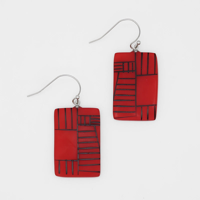 Red Geovibe Drop Earring