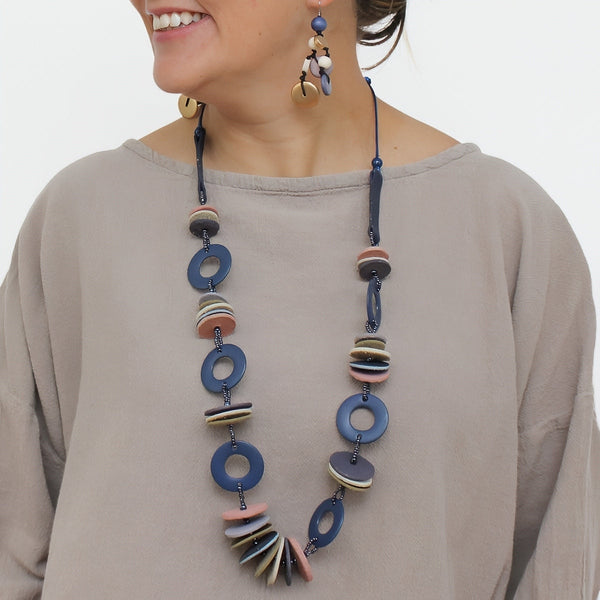 Blue Leather Luxe Spectrum Necklace