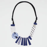 Blue and White Eclectic Adjustable Necklace