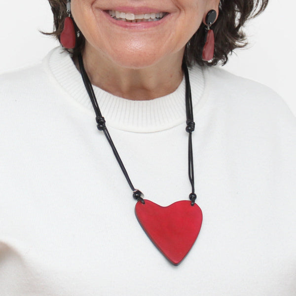 Solid Red Anastasia Heart Pendant