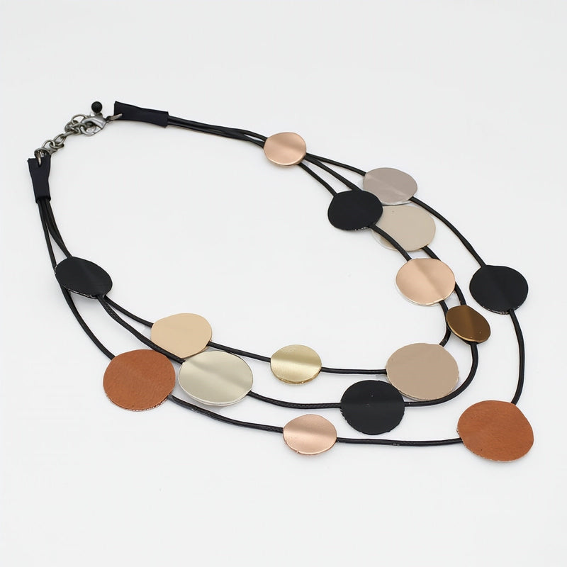 Metallic Waverly Leather Statement Necklace