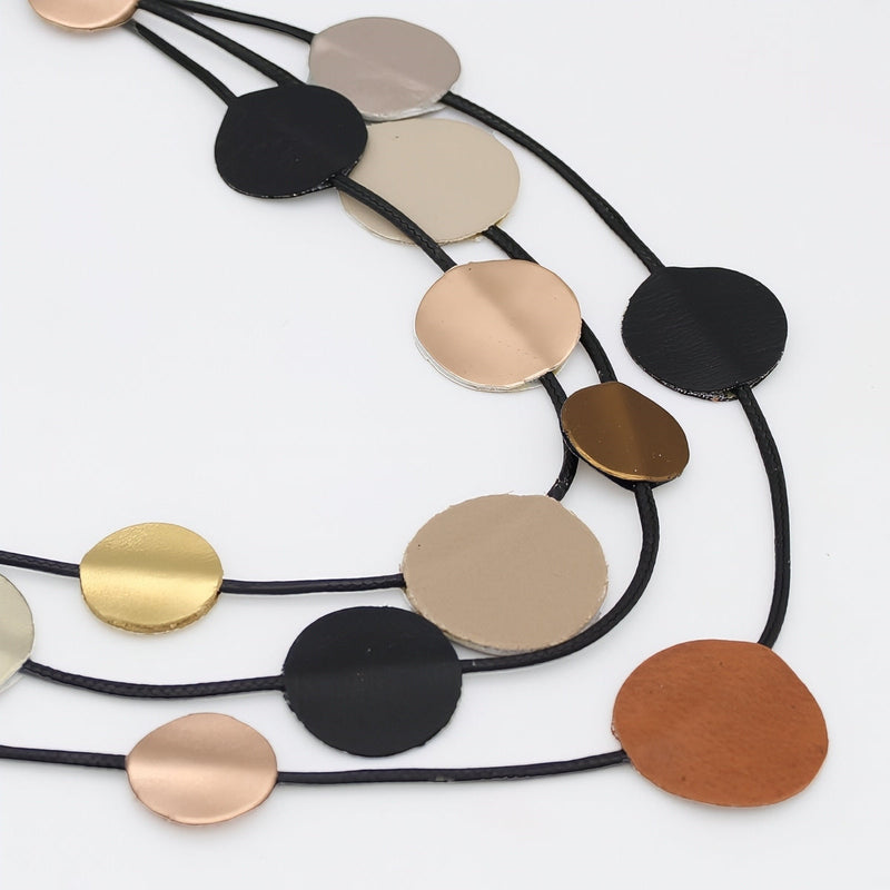Metallic Waverly Leather Statement Necklace