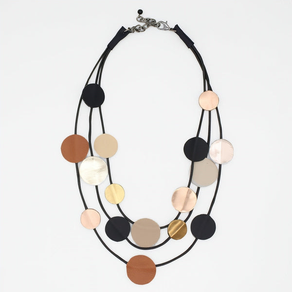 Metallic Waverly Leather Statement Necklace