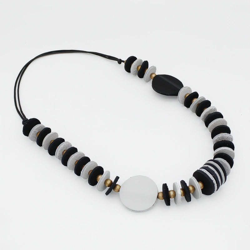 Vivid Black Leather Necklace