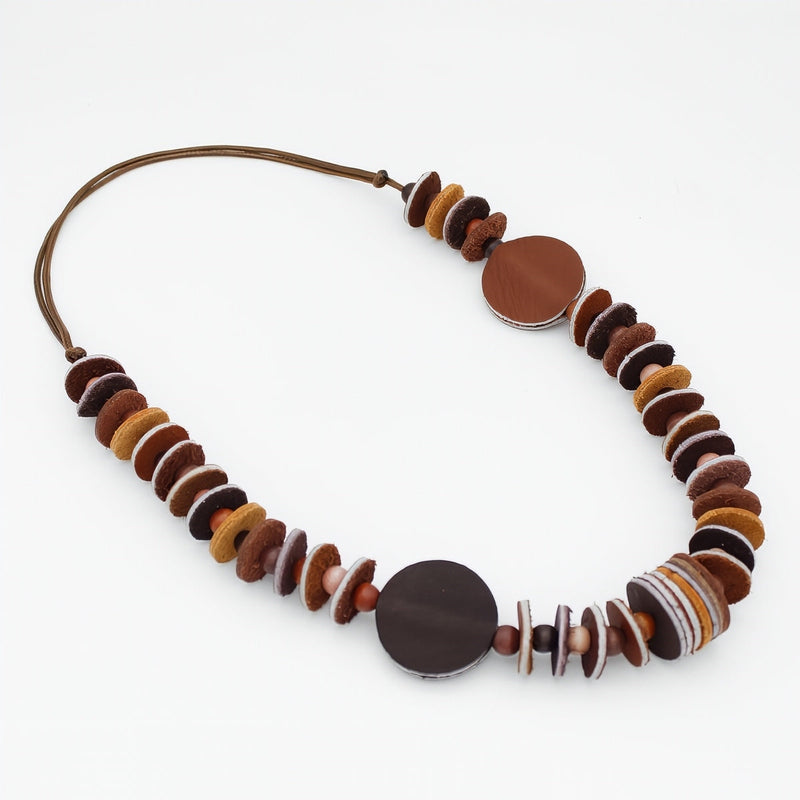 Vivid Shades of Brown Leather Necklace