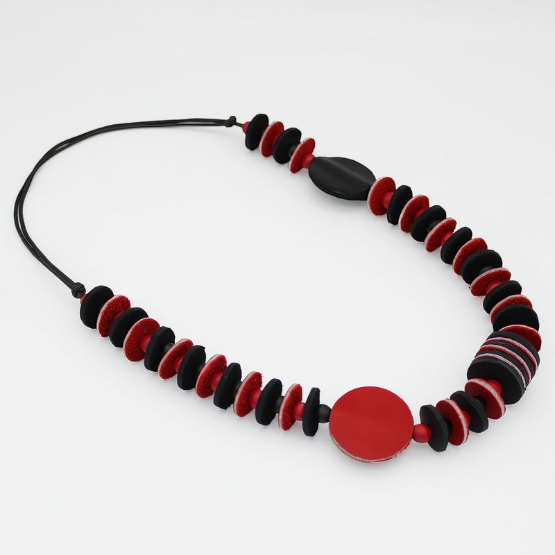 Vivid Red Leather Necklace