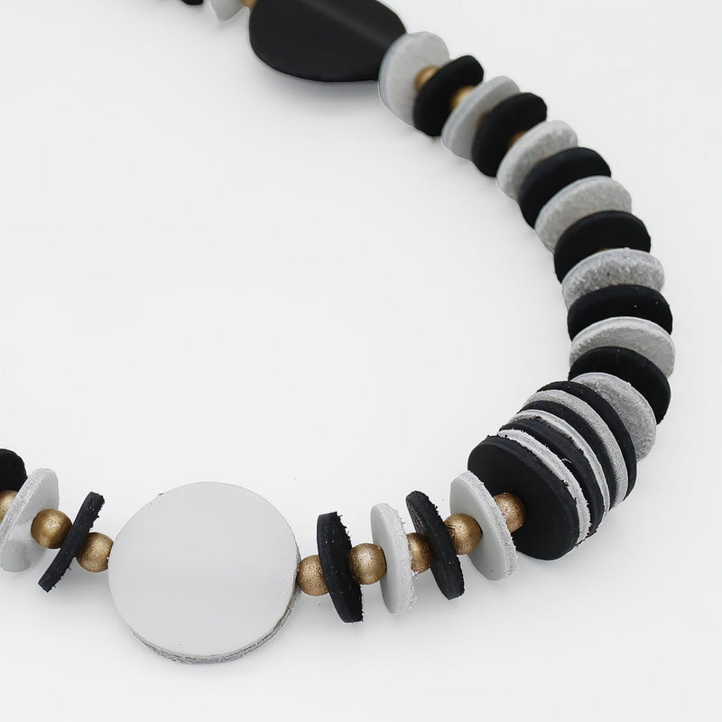 Vivid Black Leather Necklace