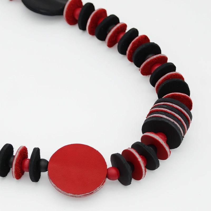 Vivid Red Leather Necklace