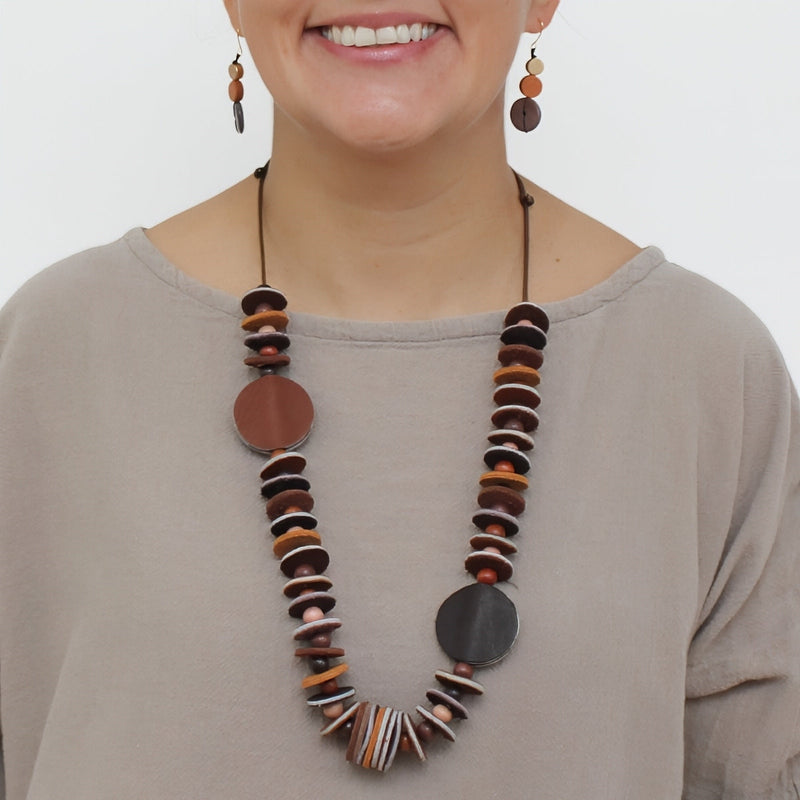 Vivid Shades of Brown Leather Necklace