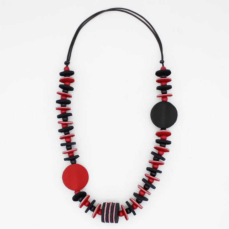 Vivid Red Leather Necklace