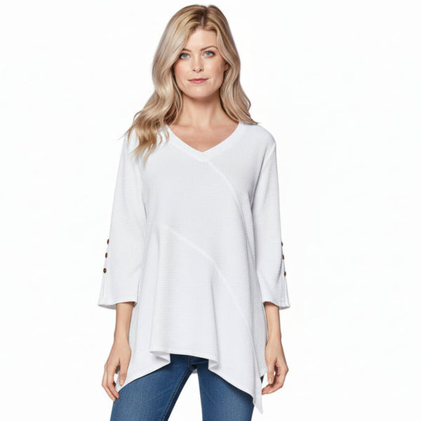 Lightweight Waffle Tunic in White - LW102-WHT