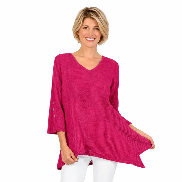 Lightweight V-Neck Waffle Tunic in Pink Paradise - LW102-PNK
