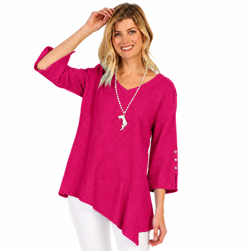 Lightweight V-Neck Waffle Tunic - LW102