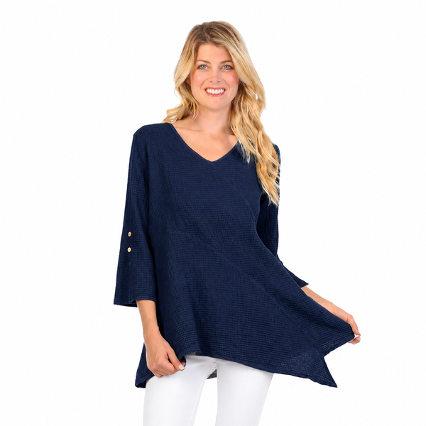 Lightweight Cotton Waffle-Knit Tunic in Navy - LW102-NVY