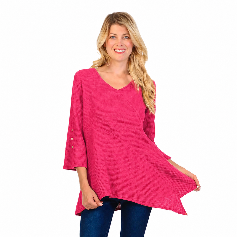 Lightweight Cotton Waffle-Knit Tunic in Pink Paradise - LW102-PNK
