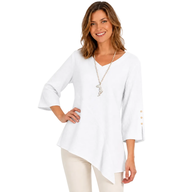 Lightweight Cotton Waffle-Knit Tunic in White - LW102-WT