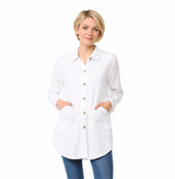 Lightweight Waffle Shirt Jacket in White - LW110-WHT