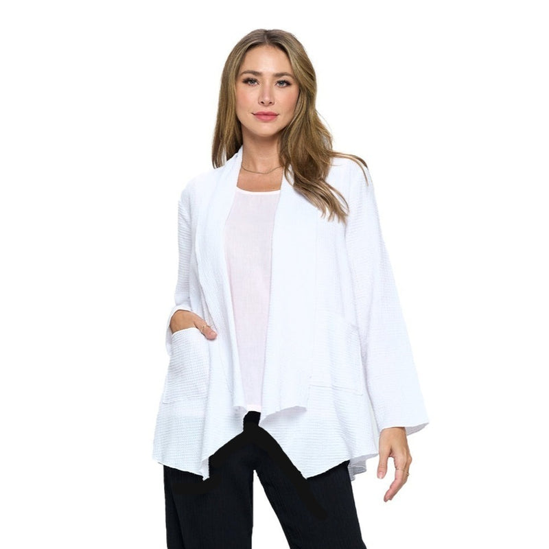 Just In! Focus Lightweight Waffle Cardigan in White - LW-116-WT