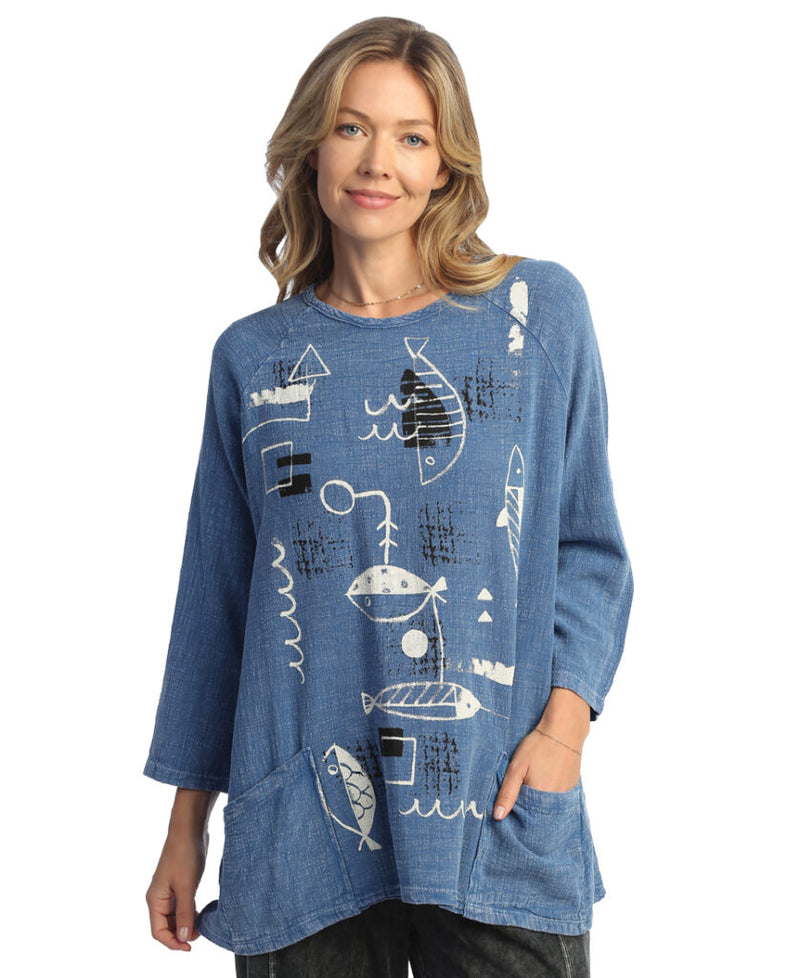 Jess & Jane "Piers" Mineral Washed Gauze Tunic With Pockets - M103-1466
