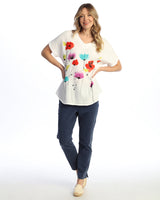 "Joyful" Mineral Washed Gauze Short Sleeve Top - M104-1578
