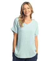 Mineral Washed Gauze Short Sleeve Top - M104