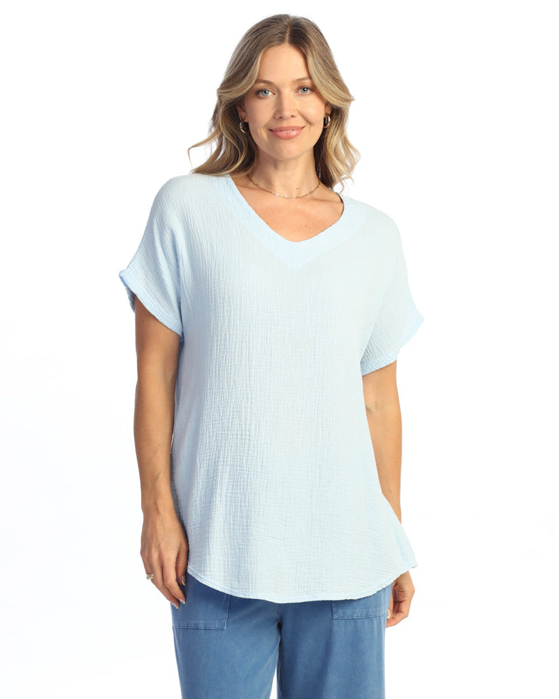 Mineral Washed Gauze Short Sleeve Top - M104