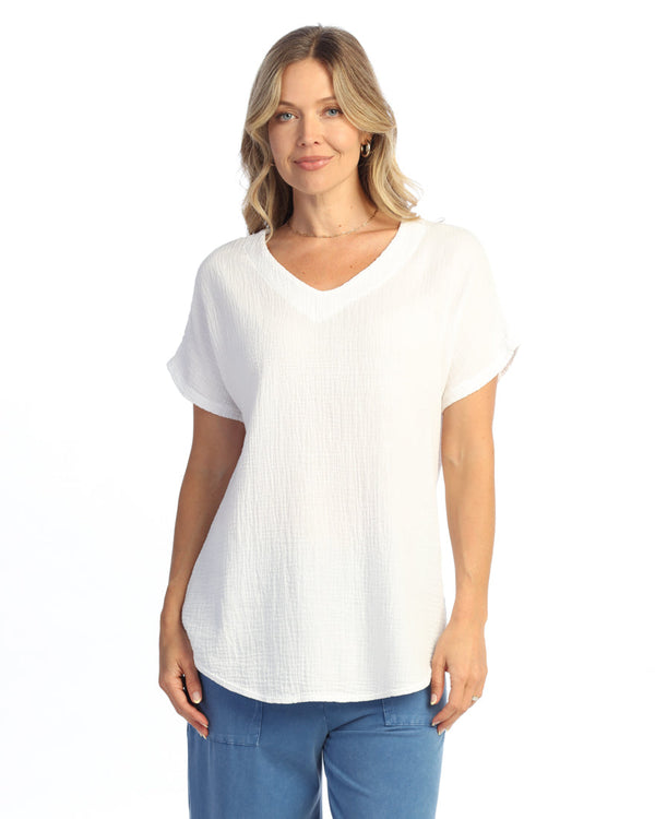 Mineral Washed Gauze Short Sleeve Top - M104
