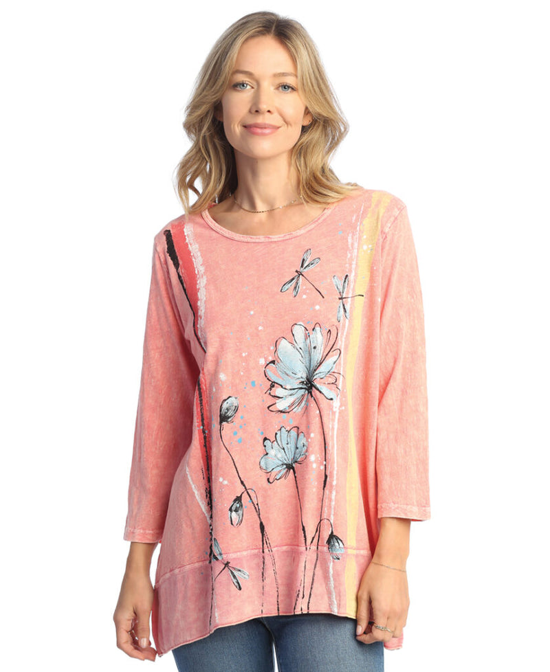 Jess & Jane "Cherish" Mineral Washed Tunic with Georgette Contrast - M105-1827
