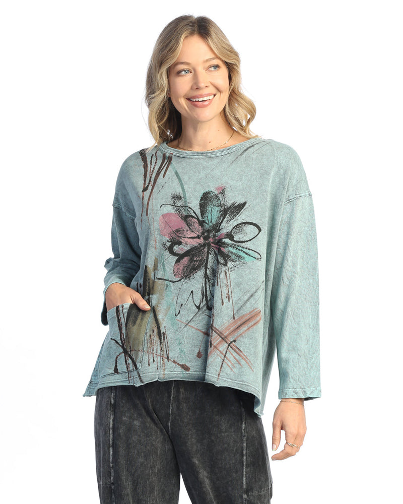 Jess & Jane "Field Notes" Mineral Washed Drop Shoulder Top - M111-2046