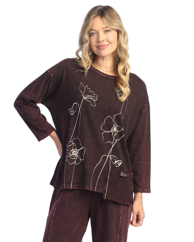 Jess & Jane "Sketch" Mineral Washed Tunic Top - M112-2033