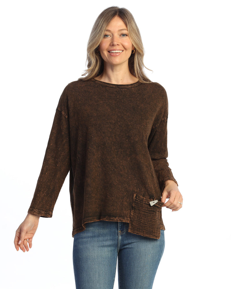 Solid Mineral Washed Tunic Top - M112-