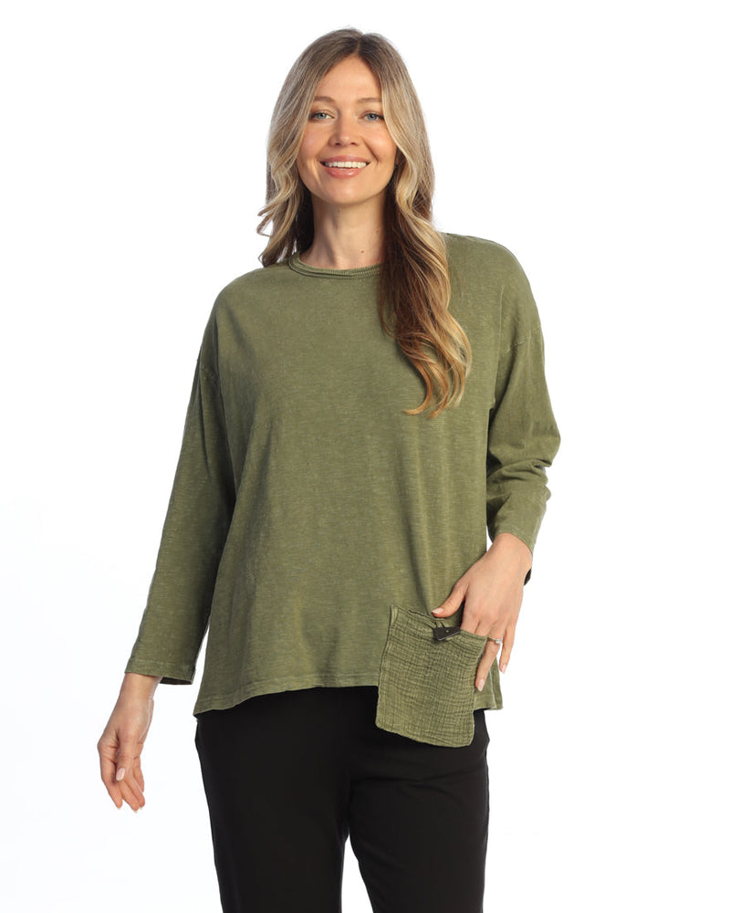 Solid Mineral Washed Tunic Top - M112-