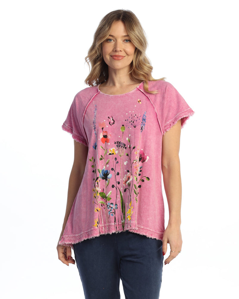 "Gardenia" Mineral Washed Raglan Short-Sleeve Top - M115-1821