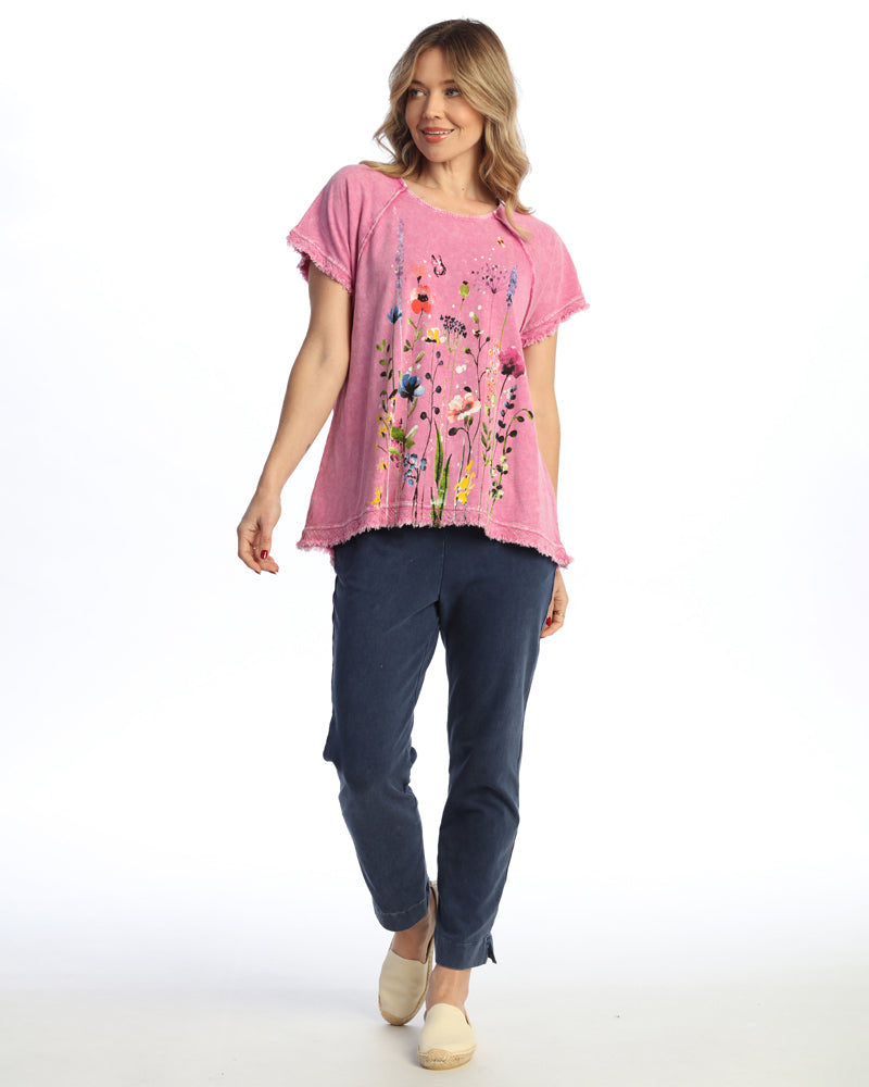 "Gardenia" Mineral Washed Raglan Short-Sleeve Top - M115-1821