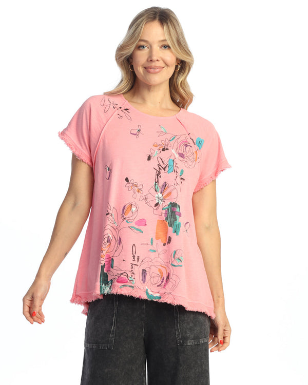 "Whimsy" Mineral Washed Raglan Short-Sleeve Top - M115-2092