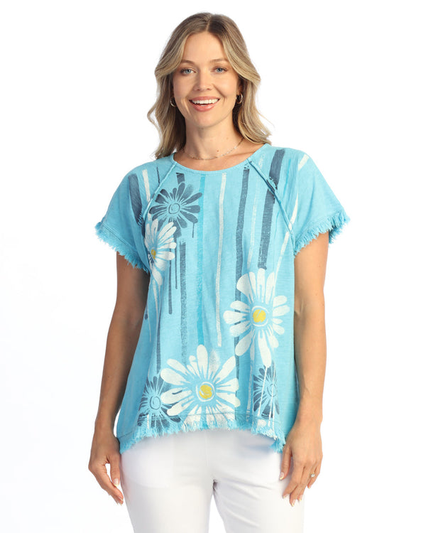 Mineral Washed Raglan Short-Sleeve Top - M115