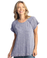 Mineral Washed Raglan Short-Sleeve Top - M115