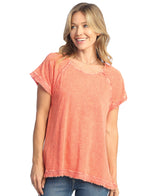 Mineral Washed Raglan Short-Sleeve Top - M115